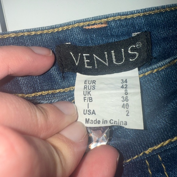 VENUS Blue Jeans with Pink Floral Design - Picture 5 of 7